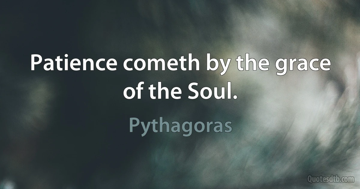 Patience cometh by the grace of the Soul. (Pythagoras)