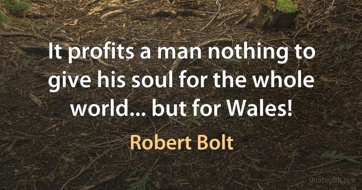 It profits a man nothing to give his soul for the whole world... but for Wales! (Robert Bolt)