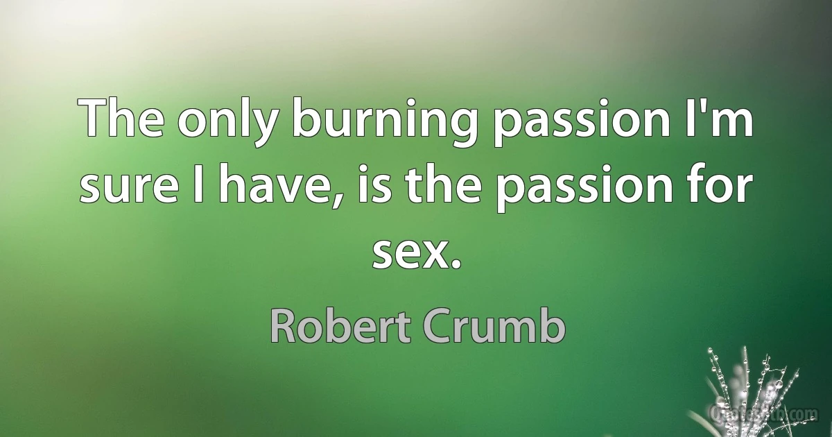 The only burning passion I'm sure I have, is the passion for sex. (Robert Crumb)