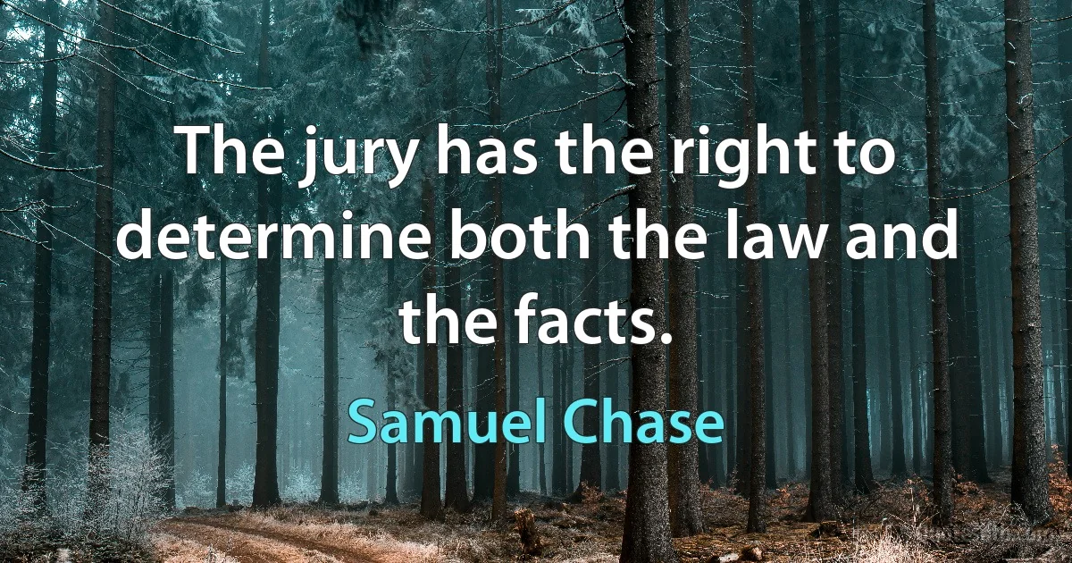 The jury has the right to determine both the law and the facts. (Samuel Chase)