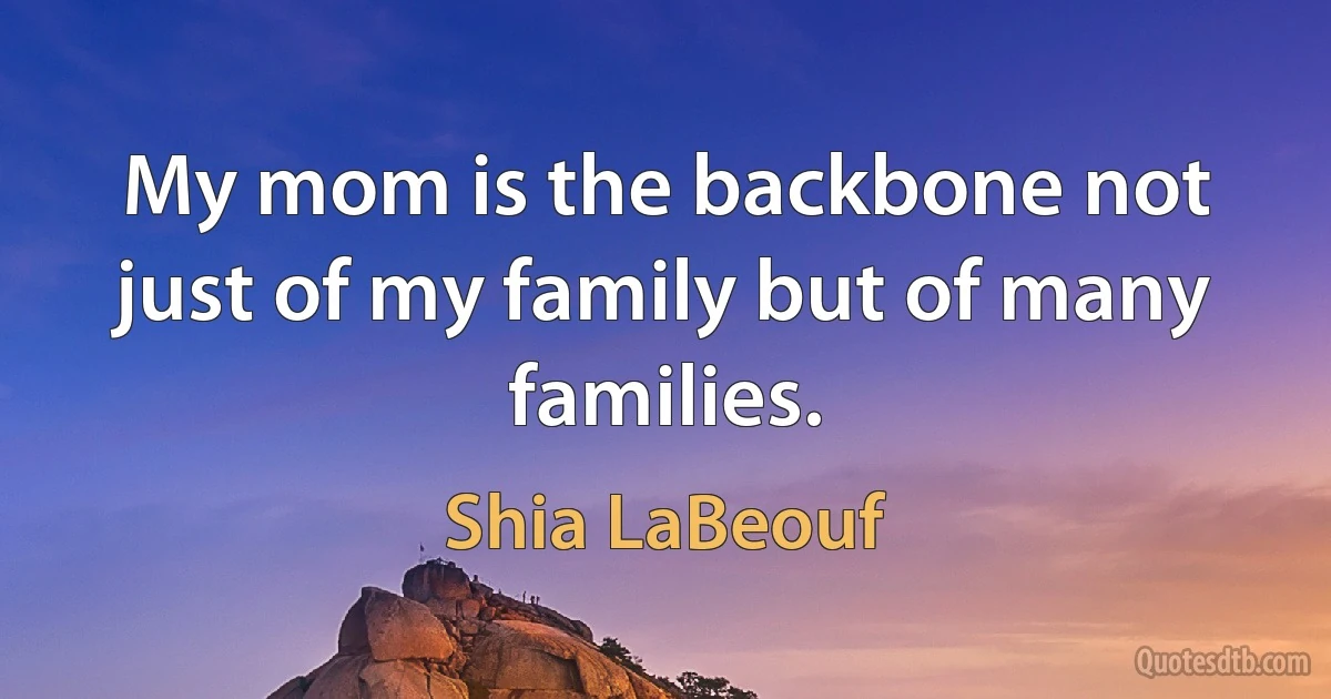 My mom is the backbone not just of my family but of many families. (Shia LaBeouf)