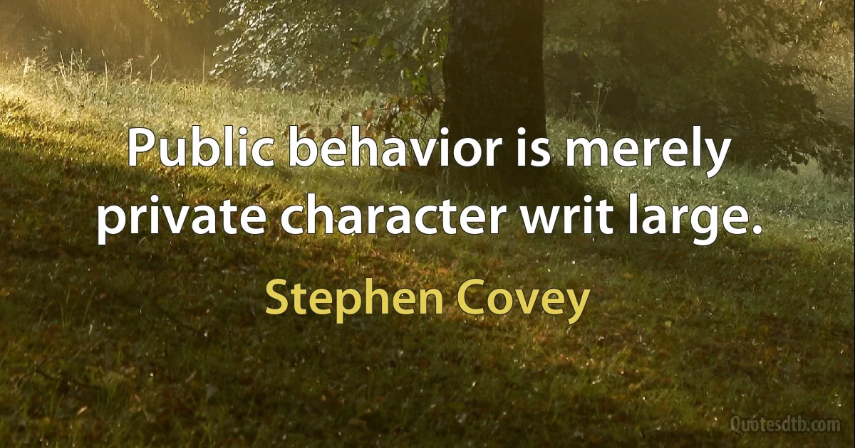 Public behavior is merely private character writ large. (Stephen Covey)