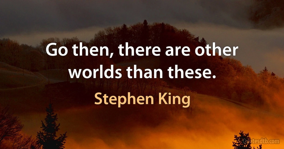 Go then, there are other worlds than these. (Stephen King)