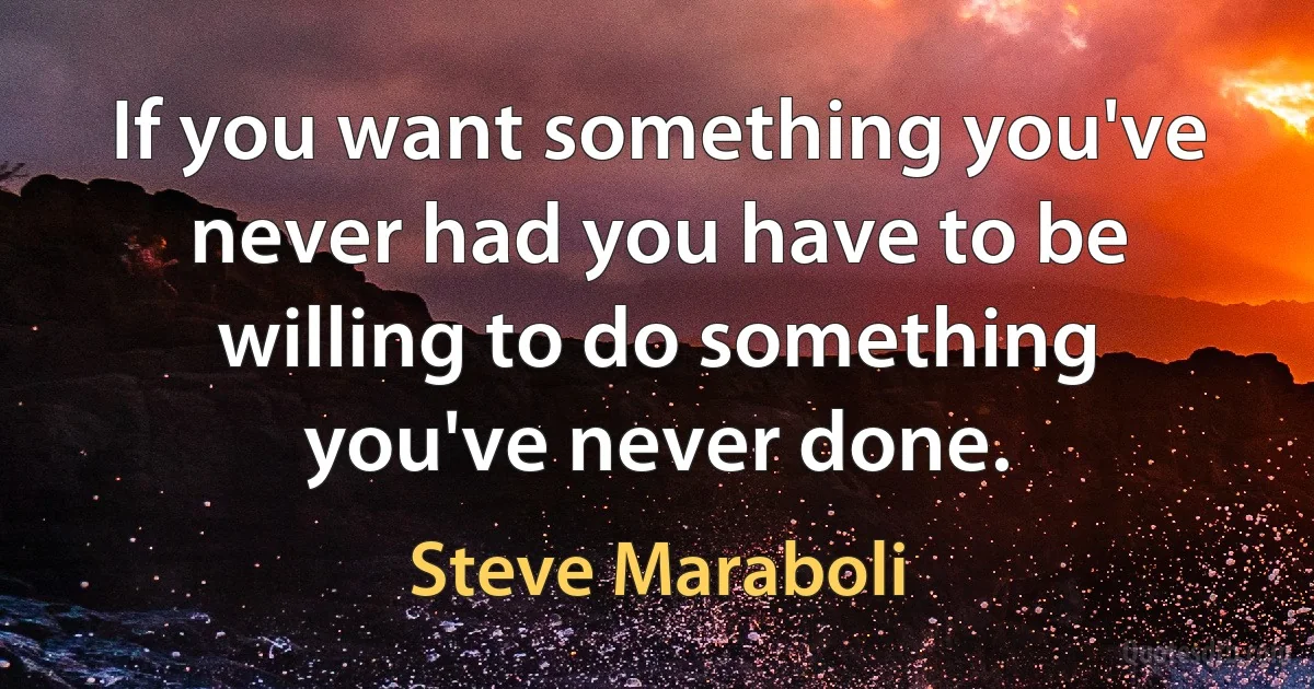 If you want something you've never had you have to be willing to do something you've never done. (Steve Maraboli)