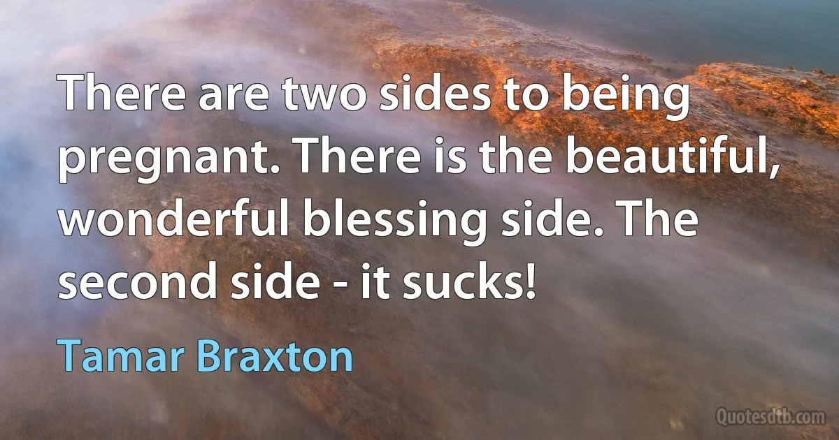 There are two sides to being pregnant. There is the beautiful, wonderful blessing side. The second side - it sucks! (Tamar Braxton)