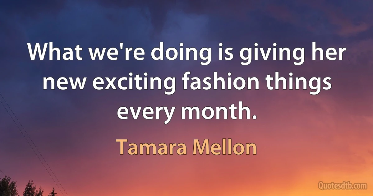 What we're doing is giving her new exciting fashion things every month. (Tamara Mellon)