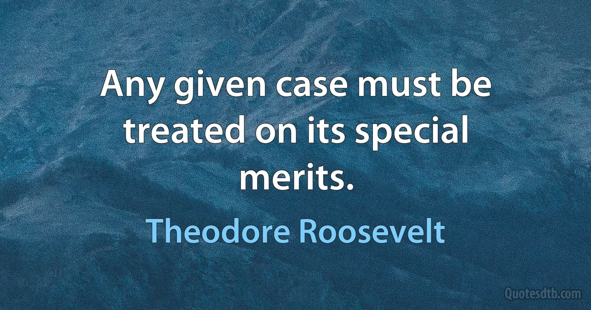 Any given case must be treated on its special merits. (Theodore Roosevelt)