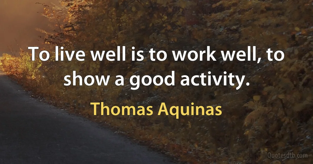 To live well is to work well, to show a good activity. (Thomas Aquinas)