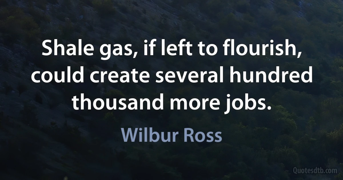 Shale gas, if left to flourish, could create several hundred thousand more jobs. (Wilbur Ross)