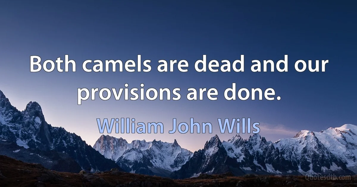 Both camels are dead and our provisions are done. (William John Wills)