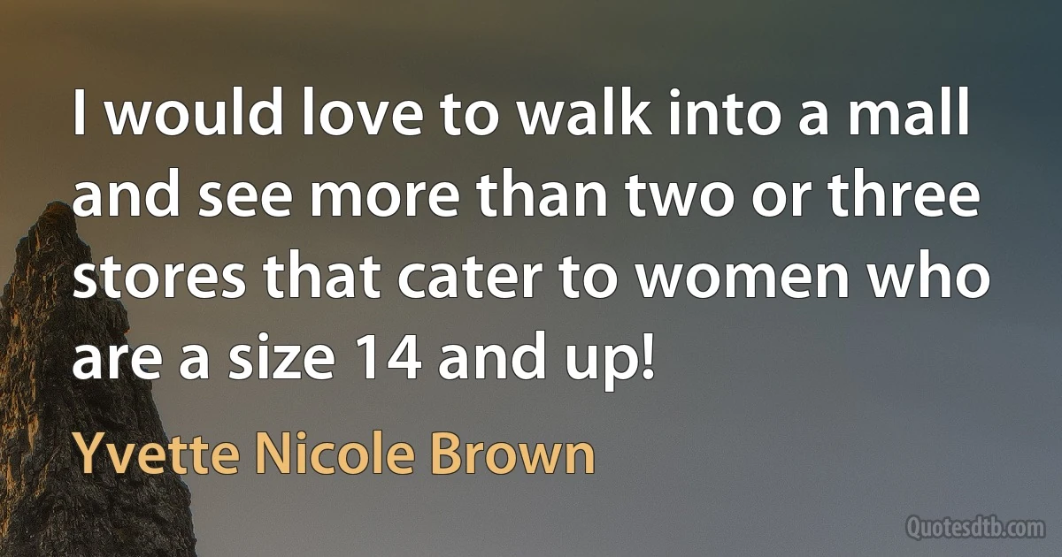 I would love to walk into a mall and see more than two or three stores that cater to women who are a size 14 and up! (Yvette Nicole Brown)