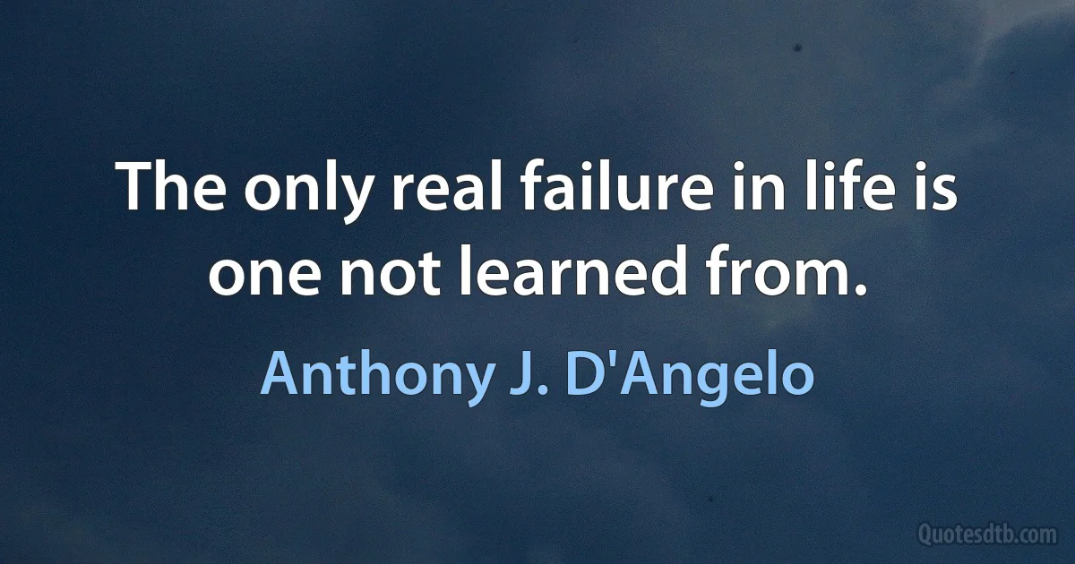 The only real failure in life is one not learned from. (Anthony J. D'Angelo)