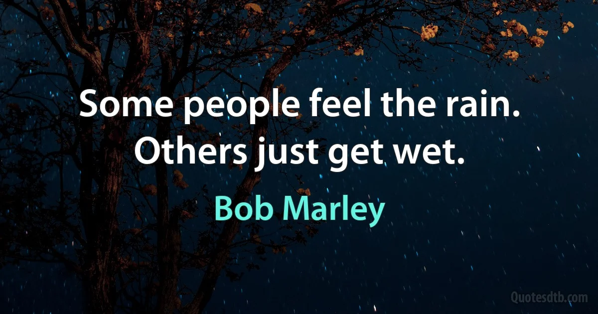 Some people feel the rain. Others just get wet. (Bob Marley)