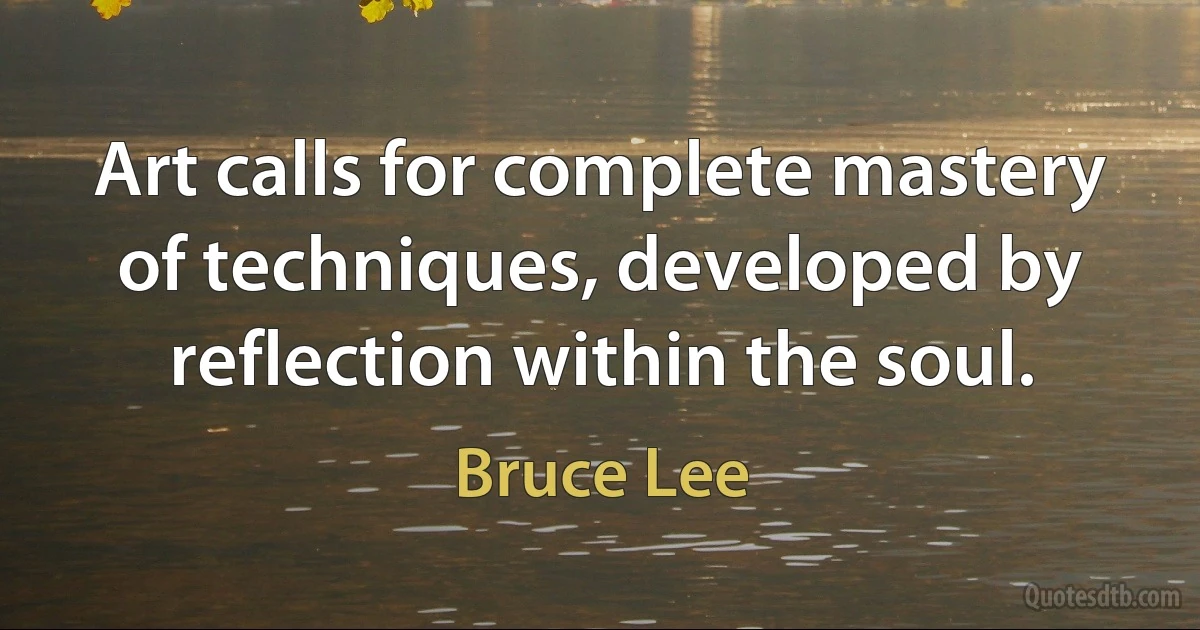 Art calls for complete mastery of techniques, developed by reflection within the soul. (Bruce Lee)