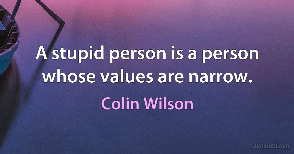 A stupid person is a person whose values are narrow. (Colin Wilson)