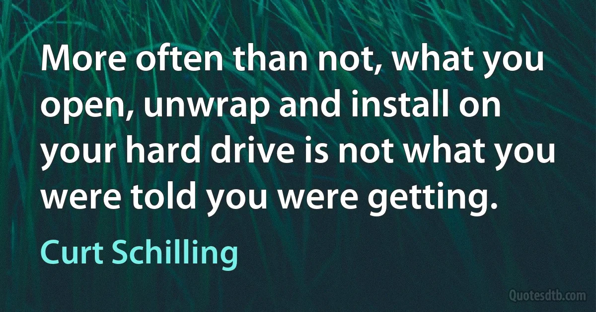 More often than not, what you open, unwrap and install on your hard drive is not what you were told you were getting. (Curt Schilling)