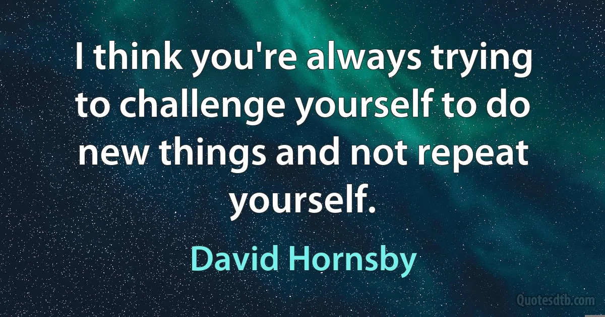 I think you're always trying to challenge yourself to do new things and not repeat yourself. (David Hornsby)