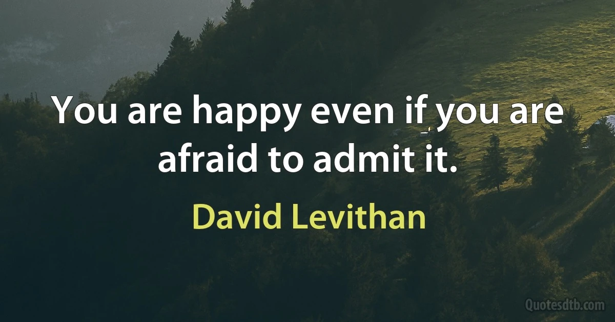 You are happy even if you are afraid to admit it. (David Levithan)