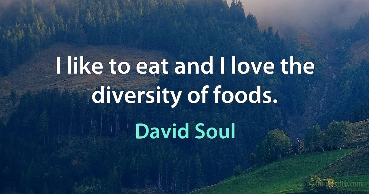 I like to eat and I love the diversity of foods. (David Soul)