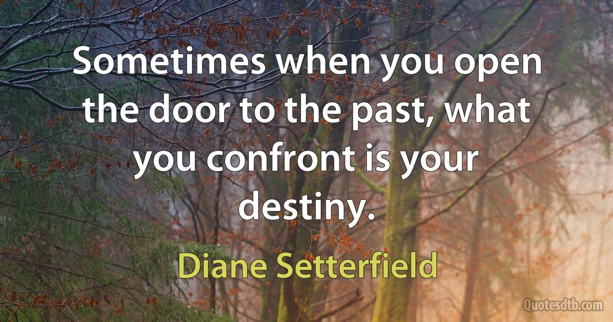 Sometimes when you open the door to the past, what you confront is your destiny. (Diane Setterfield)