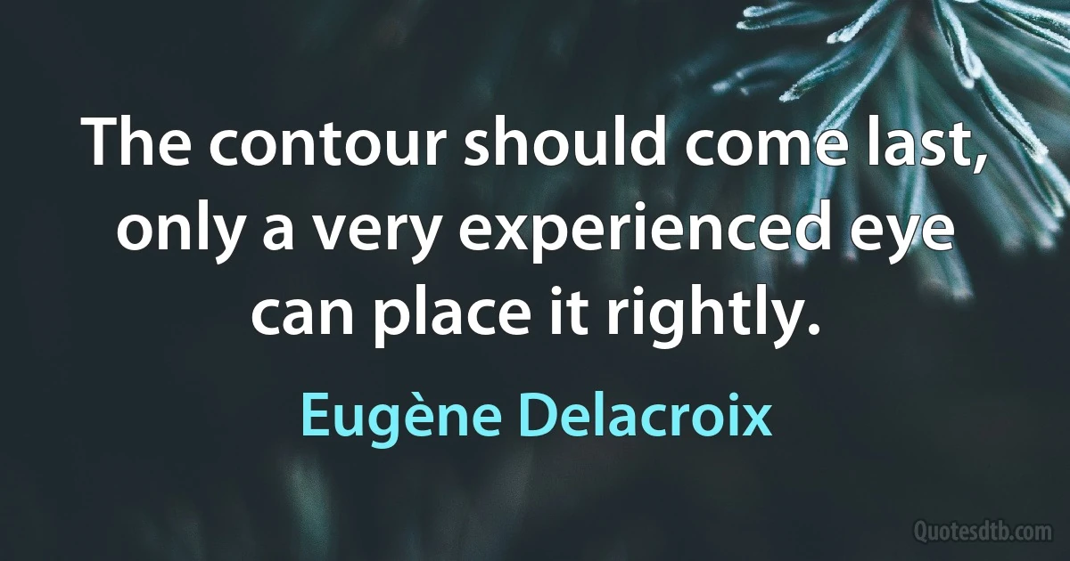 The contour should come last, only a very experienced eye can place it rightly. (Eugène Delacroix)