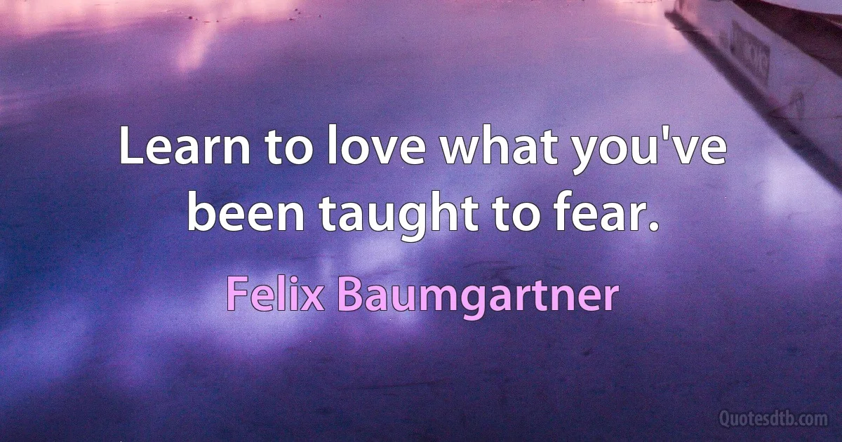 Learn to love what you've been taught to fear. (Felix Baumgartner)