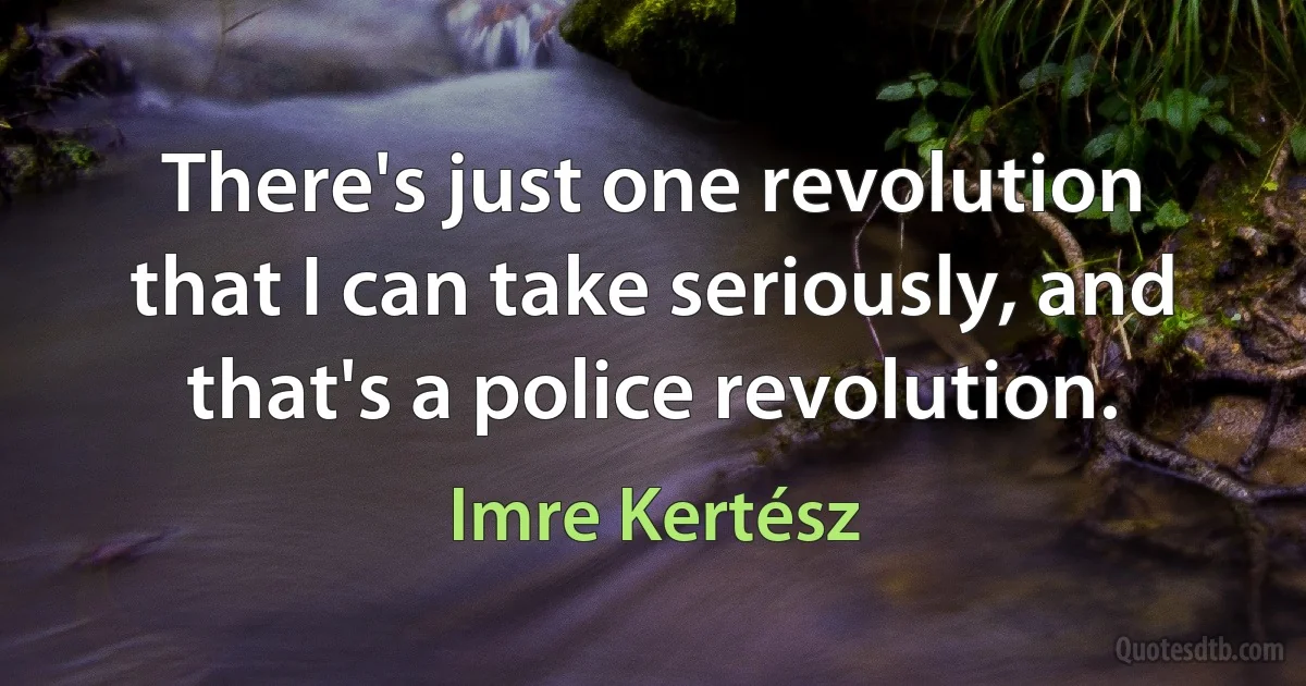 There's just one revolution that I can take seriously, and that's a police revolution. (Imre Kertész)