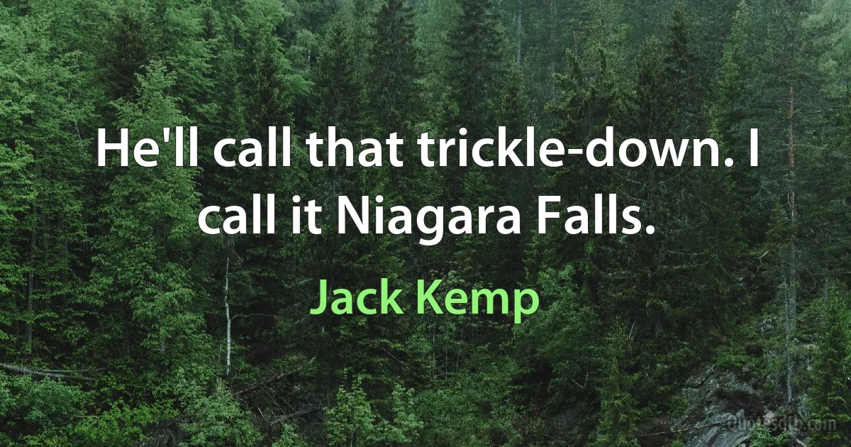 He'll call that trickle-down. I call it Niagara Falls. (Jack Kemp)