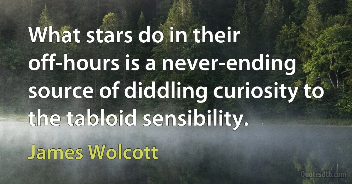 What stars do in their off-hours is a never-ending source of diddling curiosity to the tabloid sensibility. (James Wolcott)