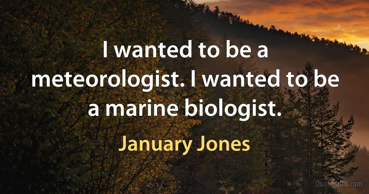 I wanted to be a meteorologist. I wanted to be a marine biologist. (January Jones)