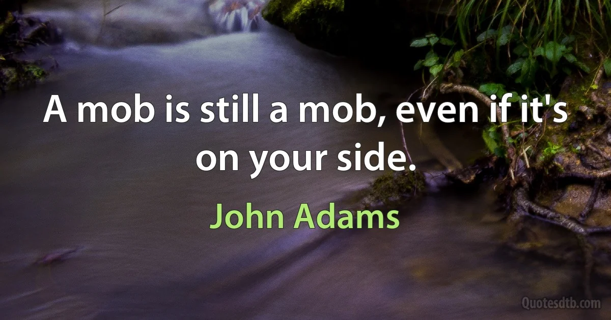 A mob is still a mob, even if it's on your side. (John Adams)