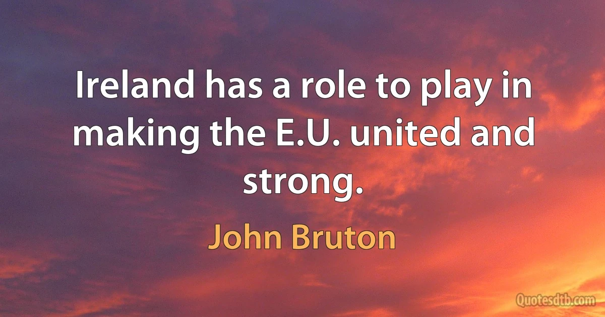 Ireland has a role to play in making the E.U. united and strong. (John Bruton)