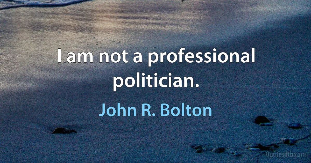 I am not a professional politician. (John R. Bolton)