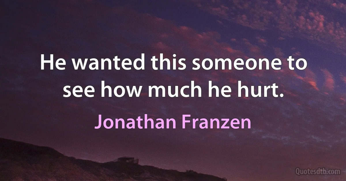 He wanted this someone to see how much he hurt. (Jonathan Franzen)