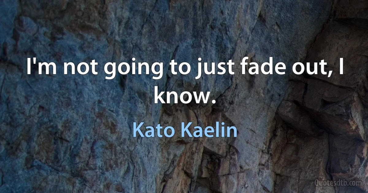 I'm not going to just fade out, I know. (Kato Kaelin)