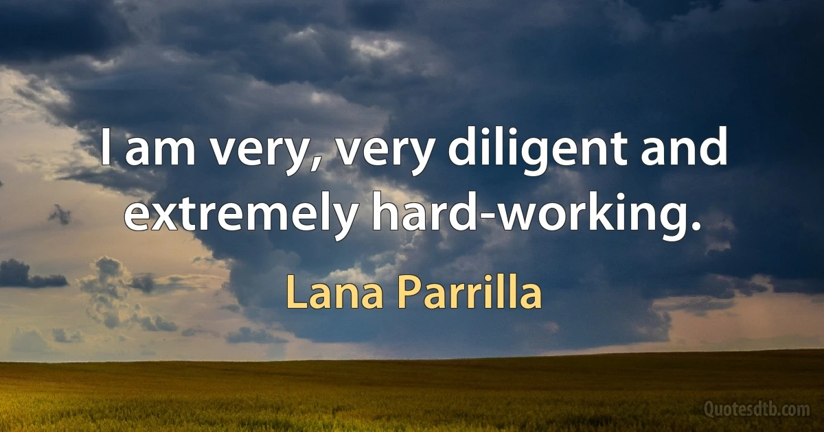 I am very, very diligent and extremely hard-working. (Lana Parrilla)