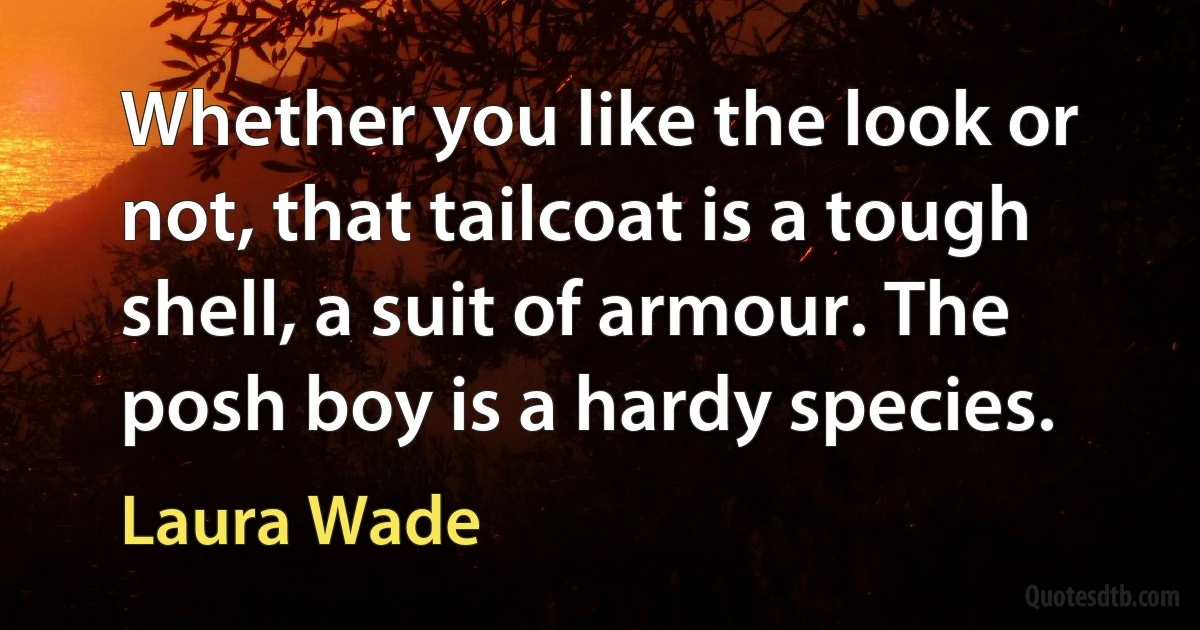 Whether you like the look or not, that tailcoat is a tough shell, a suit of armour. The posh boy is a hardy species. (Laura Wade)