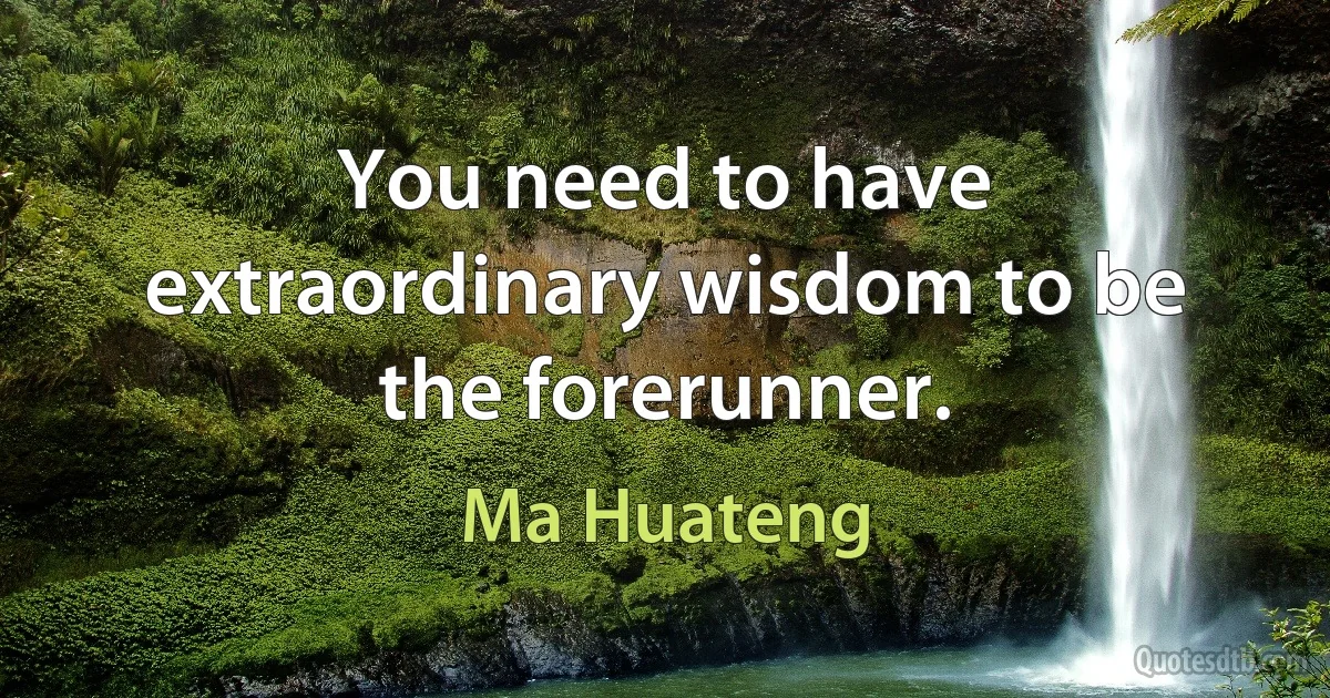 You need to have extraordinary wisdom to be the forerunner. (Ma Huateng)