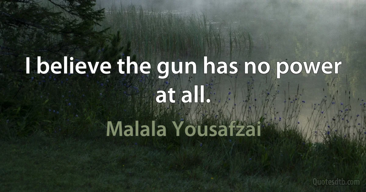 I believe the gun has no power at all. (Malala Yousafzai)