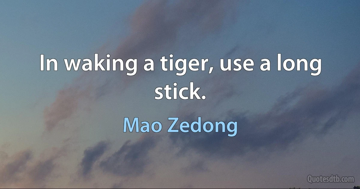 In waking a tiger, use a long stick. (Mao Zedong)