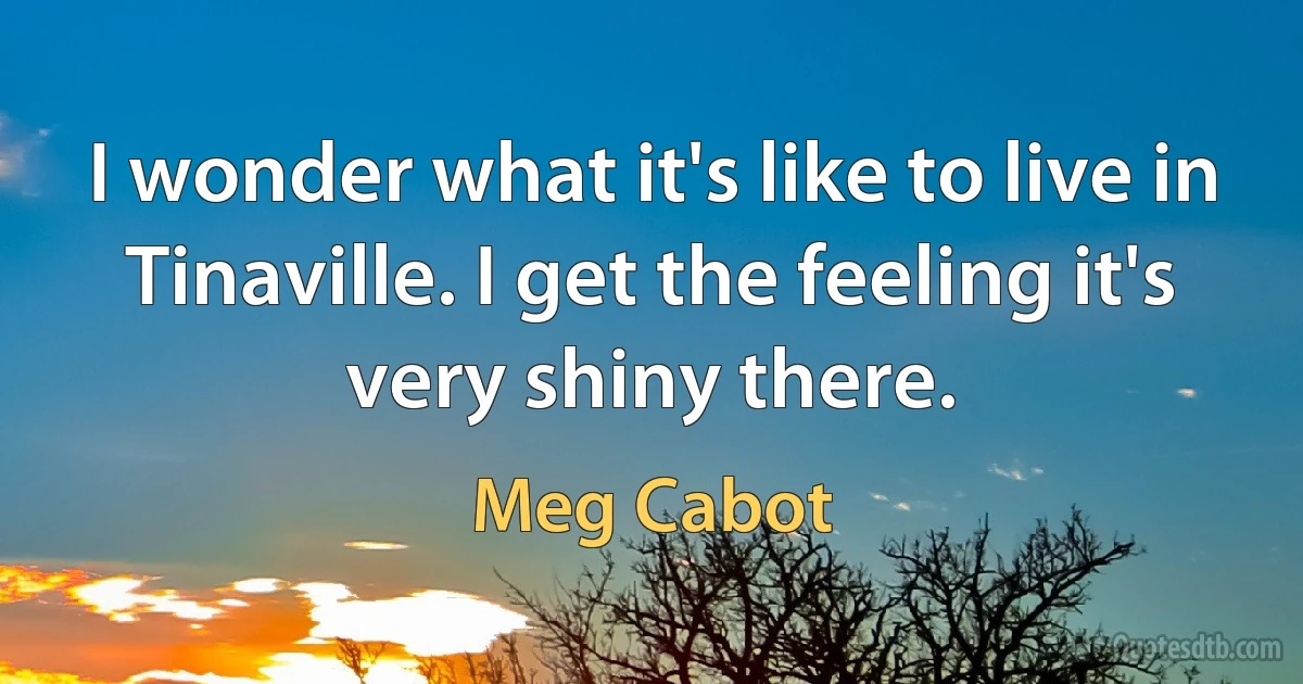 I wonder what it's like to live in Tinaville. I get the feeling it's very shiny there. (Meg Cabot)