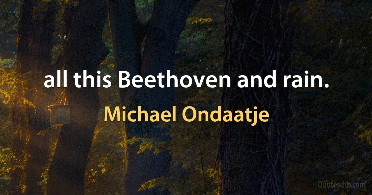 all this Beethoven and rain. (Michael Ondaatje)