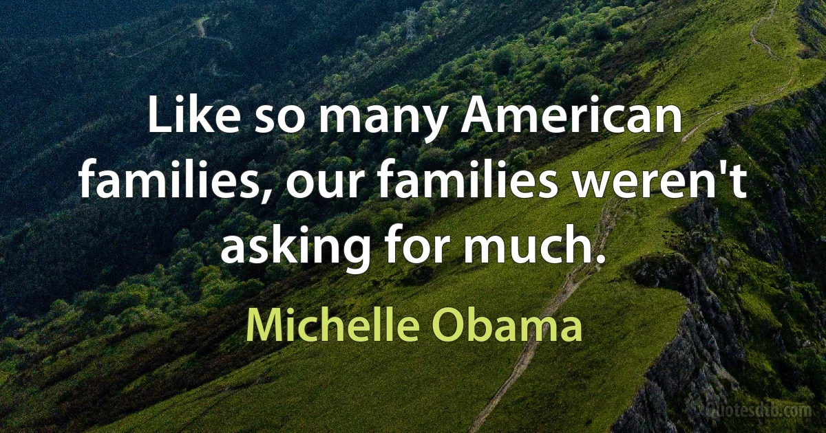 Like so many American families, our families weren't asking for much. (Michelle Obama)