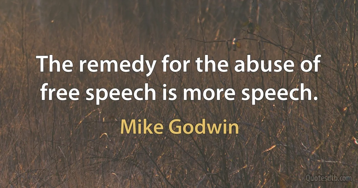 The remedy for the abuse of free speech is more speech. (Mike Godwin)