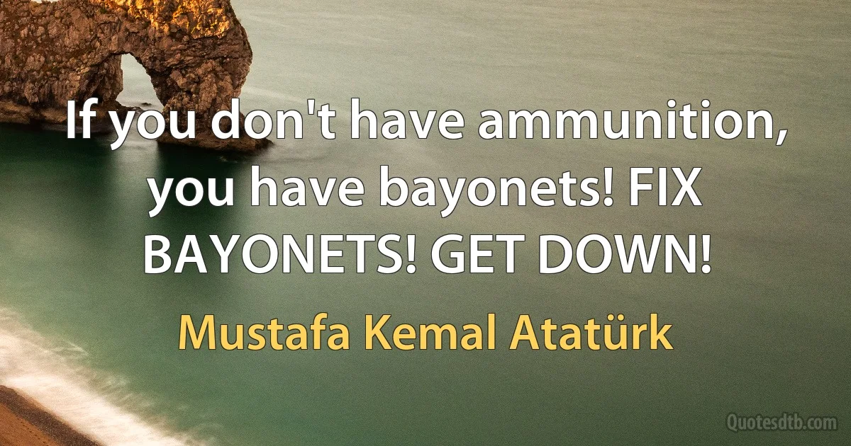 If you don't have ammunition, you have bayonets! FIX BAYONETS! GET DOWN! (Mustafa Kemal Atatürk)