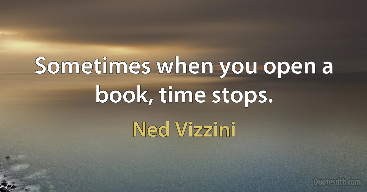 Sometimes when you open a book, time stops. (Ned Vizzini)