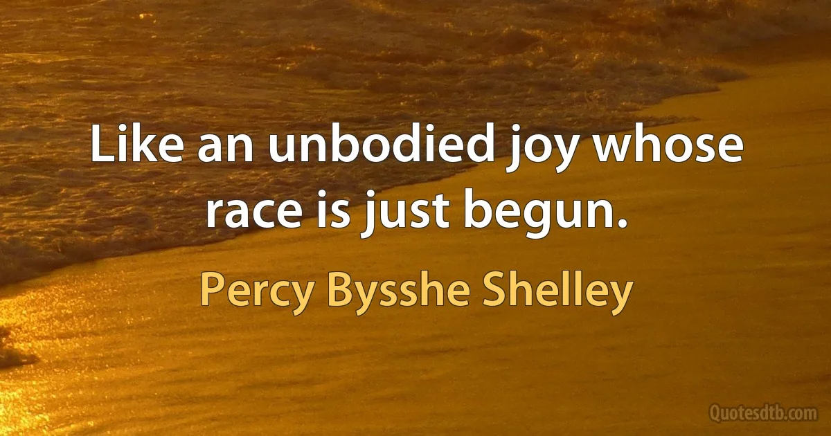 Like an unbodied joy whose race is just begun. (Percy Bysshe Shelley)