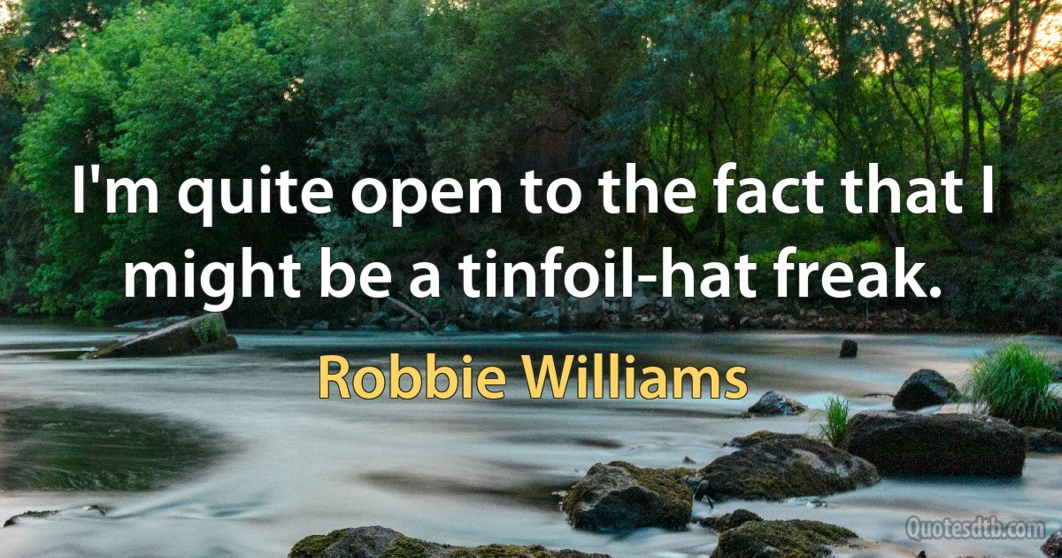 I'm quite open to the fact that I might be a tinfoil-hat freak. (Robbie Williams)