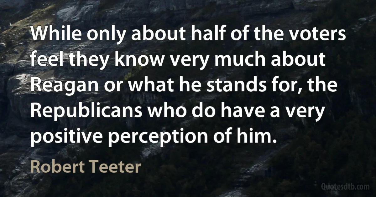 While only about half of the voters feel they know very much about Reagan or what he stands for, the Republicans who do have a very positive perception of him. (Robert Teeter)