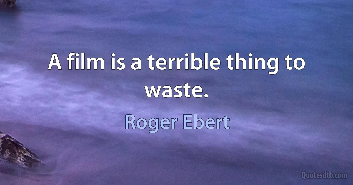 A film is a terrible thing to waste. (Roger Ebert)